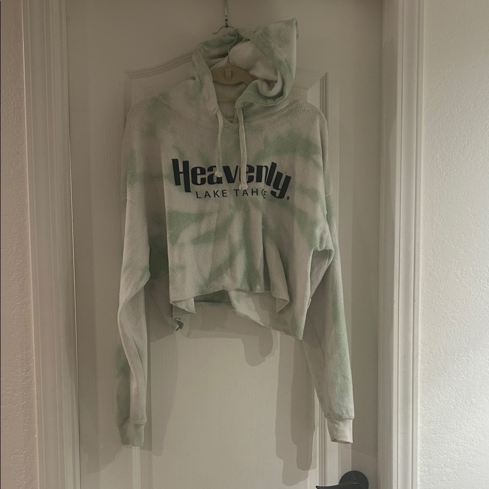 Cropped Tie Dye Hoodie Heavenly Lake Tahoe snowboard fleece hoodie
